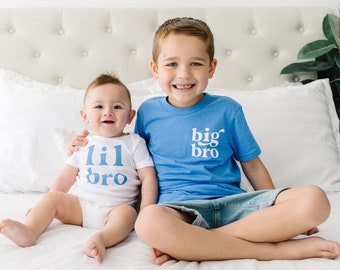 Big Bro lil bro shirts | Big brother little brother sibling shirts | blue brother shirts | blue big bro shirt | family photo outfit