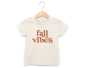Fall vibes retro kids t-shirt, fall baby bodysuit, rust and natural fall shirt, baby fall clothes, fall toddler, burnt orange fall clothes