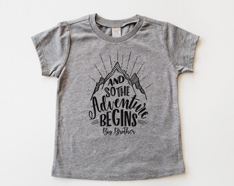 New! And so the adventures begin | big bro shirt | big brother| family photos | new brother | big brother gift | pregnancy announcement
