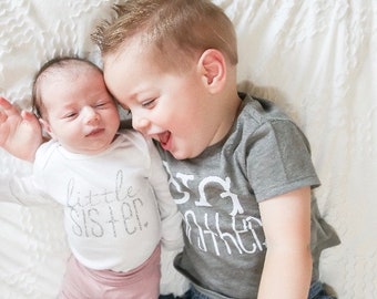 Big Brother and little sister matching shirt and bodysuit | big brother little sister | new baby gift | family photos | gender reveal |