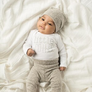 Brushed Grey 3 piece little brother outfit cute little brother baby boy outfit bringing home baby outfit it's a boy cute baby image 5