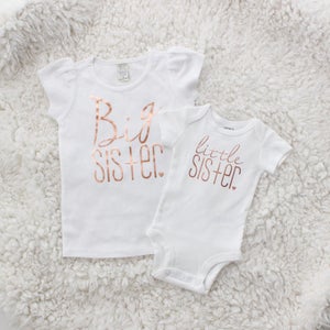 Rose gold &quot;Big Sister&quot; and &quot;little sister&quot; matching set | big little set | big sister announcement | baby sister | rose gold baby girl |