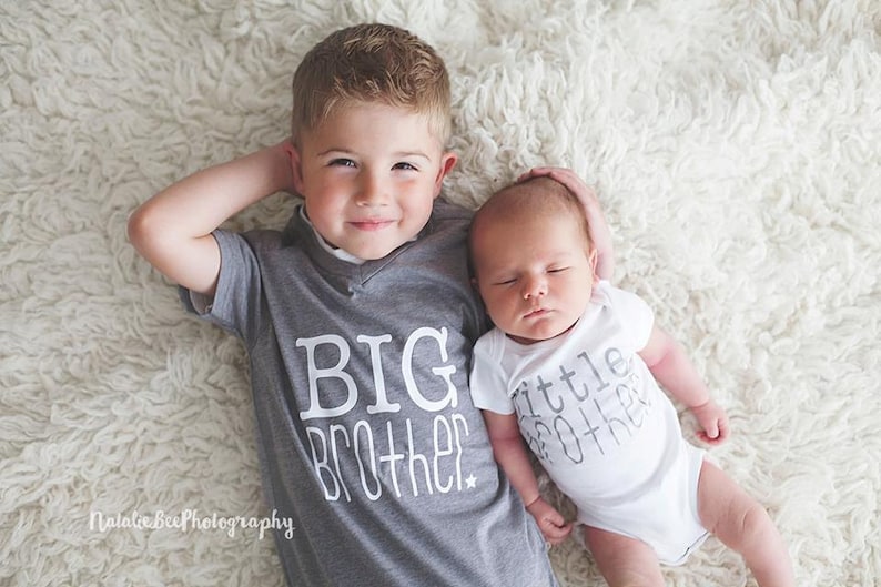 Big brother little brother new baby announcement brother shirts cute brother shirt big bro little bro brother t-shirts image 1