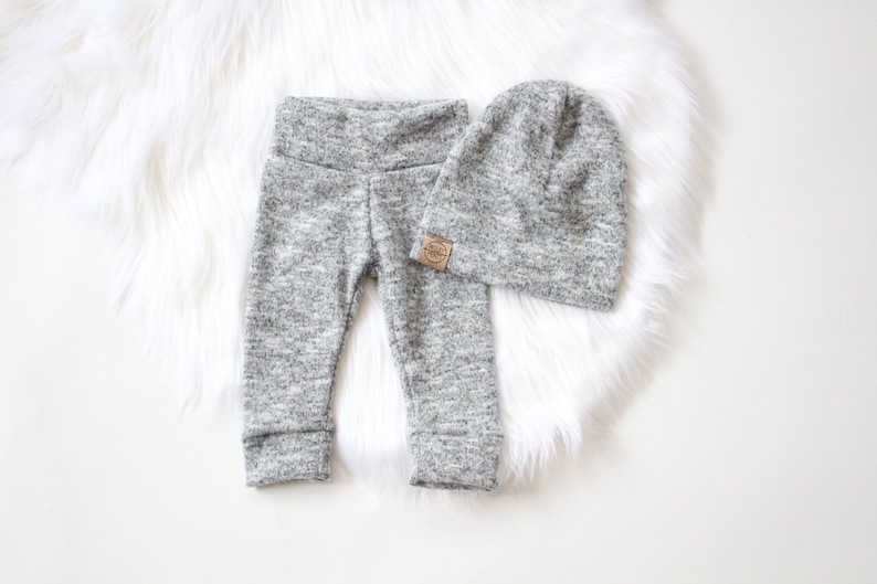 Brushed Grey 4 piece hi i'm new here outfit neutral baby outfit bringing home baby outfit baby boy baby girl grey baby image 7