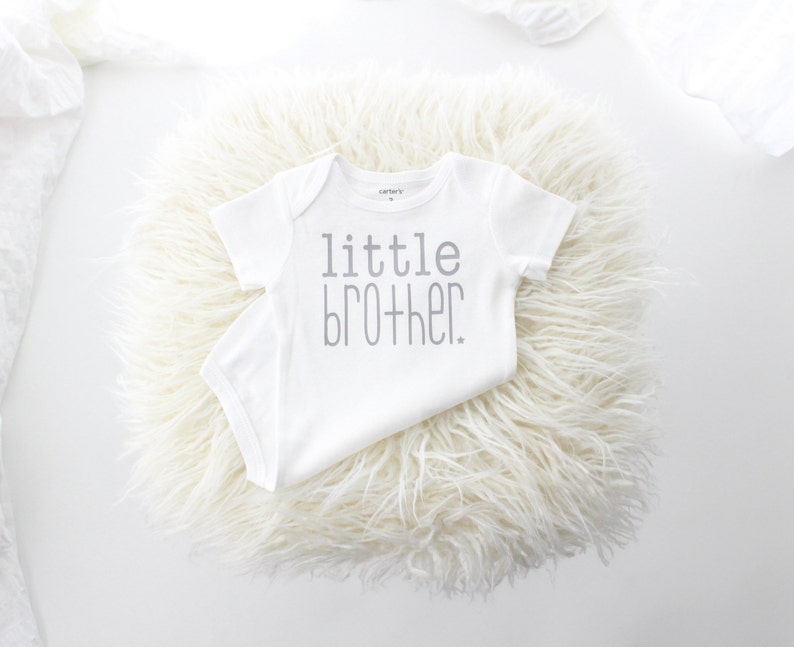 Big sister little brother t-shirt and bodysuit brother metallic silver big sister shirt baby brother sibling shirts newborn photos image 4