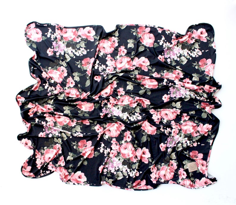 Light Weight Stretch Swaddle and Turban Set Black Floral Etsy