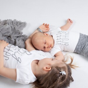 Big sister little brother t-shirt and bodysuit brother metallic silver big sister shirt baby brother sibling shirts newborn photos image 7