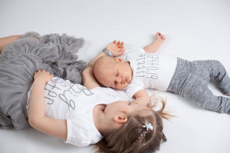 Big sister little brother t-shirt and bodysuit brother metallic silver big sister shirt baby brother sibling shirts newborn photos image 7