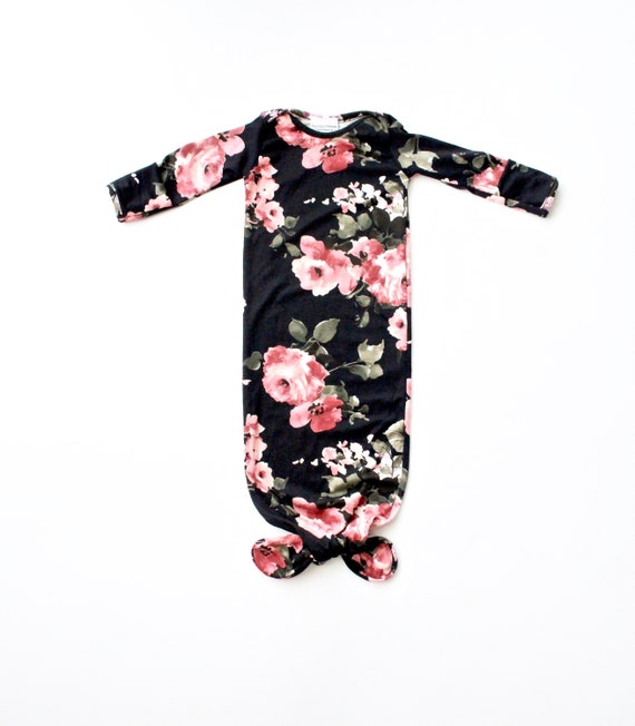 floral knotted baby gown