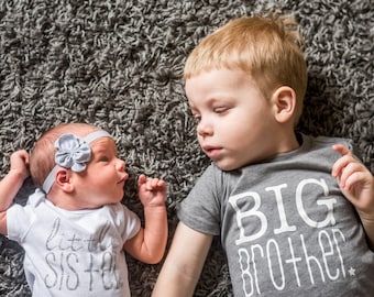 Big Brother and little sister matching shirt and bodysuit | big brother little sister | new baby gift | family photos | gender reveal |