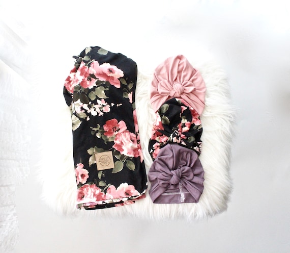 Black floral swaddle hotsell