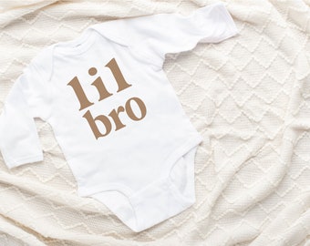 lil bro bodysuit caramel and white | little brother bodysuit | little brother shirt | natural brother shirts | newborn baby brother