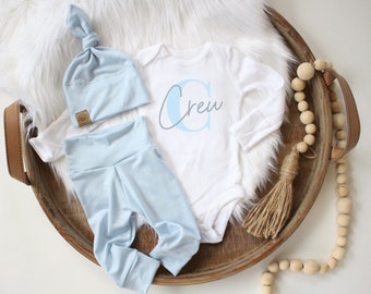 Name reveal baby boy coming home outfit | baby blue newborn boy outfit | newborn boy baby shower gift | baby boy hospital outfit