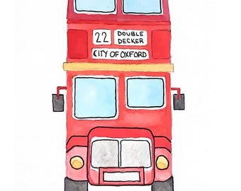 Double Decker Bus - Ole Miss Watercolor Prints