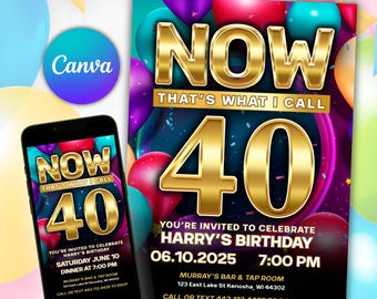 Das ist es, was ich nenne 40 Geburtstagseinladung Canva Vorlage | Digitale Einladung zum 40. Geburtstag Geburtstagseinladung Over the Hill Party-Ideen