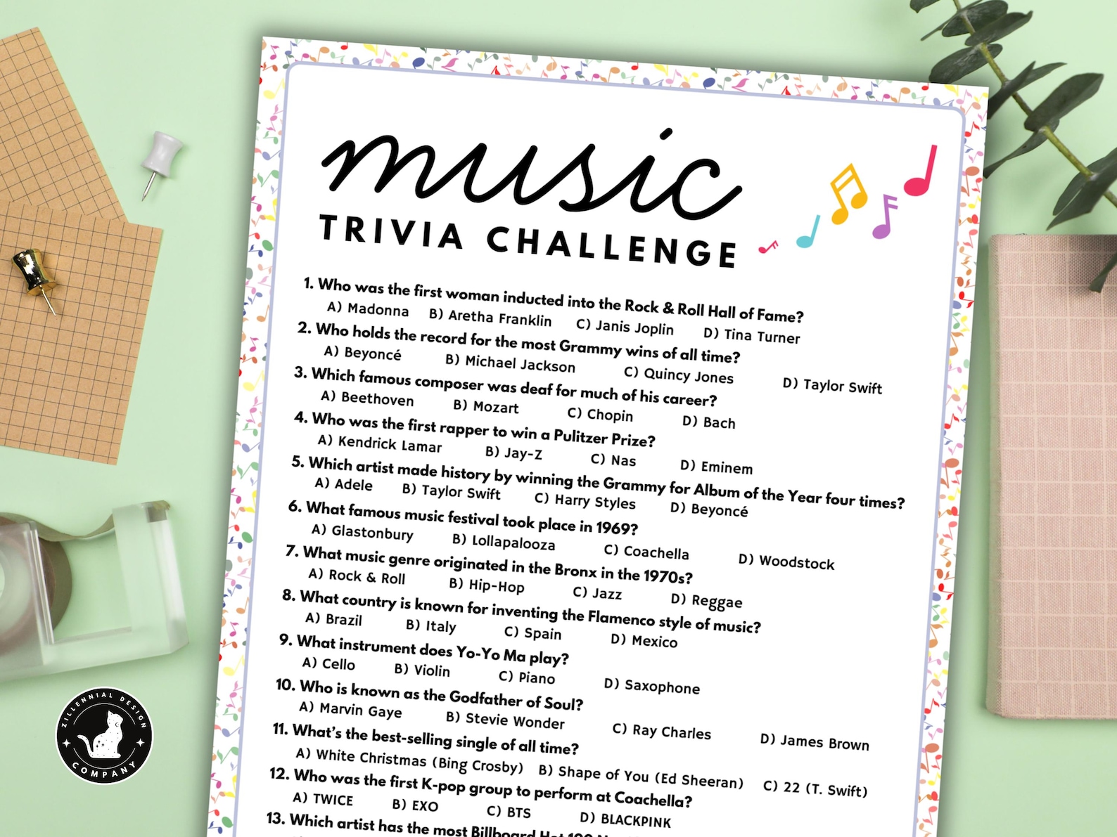 Music Trivia Quiz Game With Answers: 15 Printable Questions & Answers