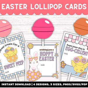 Retro Oster-Leckereien Printable Lollipop Sucker Tag Top | Farbenfrohe Ostergeschenke für Lehrer und Lehrer