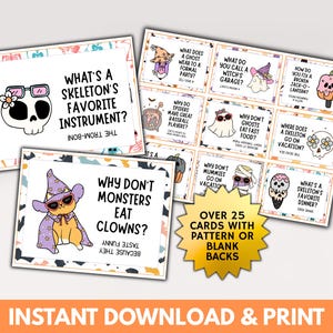 Halloween Lunch Box Notes: 25+ Printable Joke Cards (PDF Download)