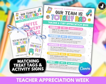 90s Theme Teacher Appreciation Week Flyer: Editable Canva Template (Digital Download)