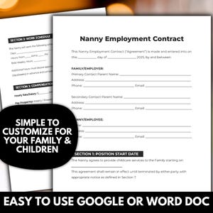Nanny Contract Template: Editable Childcare Agreement (Google Doc, Word, PDF)
