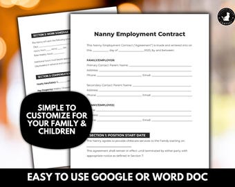 Nanny Contract Template: Editable Childcare Agreement (Google Doc, Word, PDF)