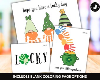 St Patricks Day Handprint Craft | Spring Handprint Art Printable Kid Preschool Kindergarten Elementary Classroom Leprechaun Shamrock Toddler