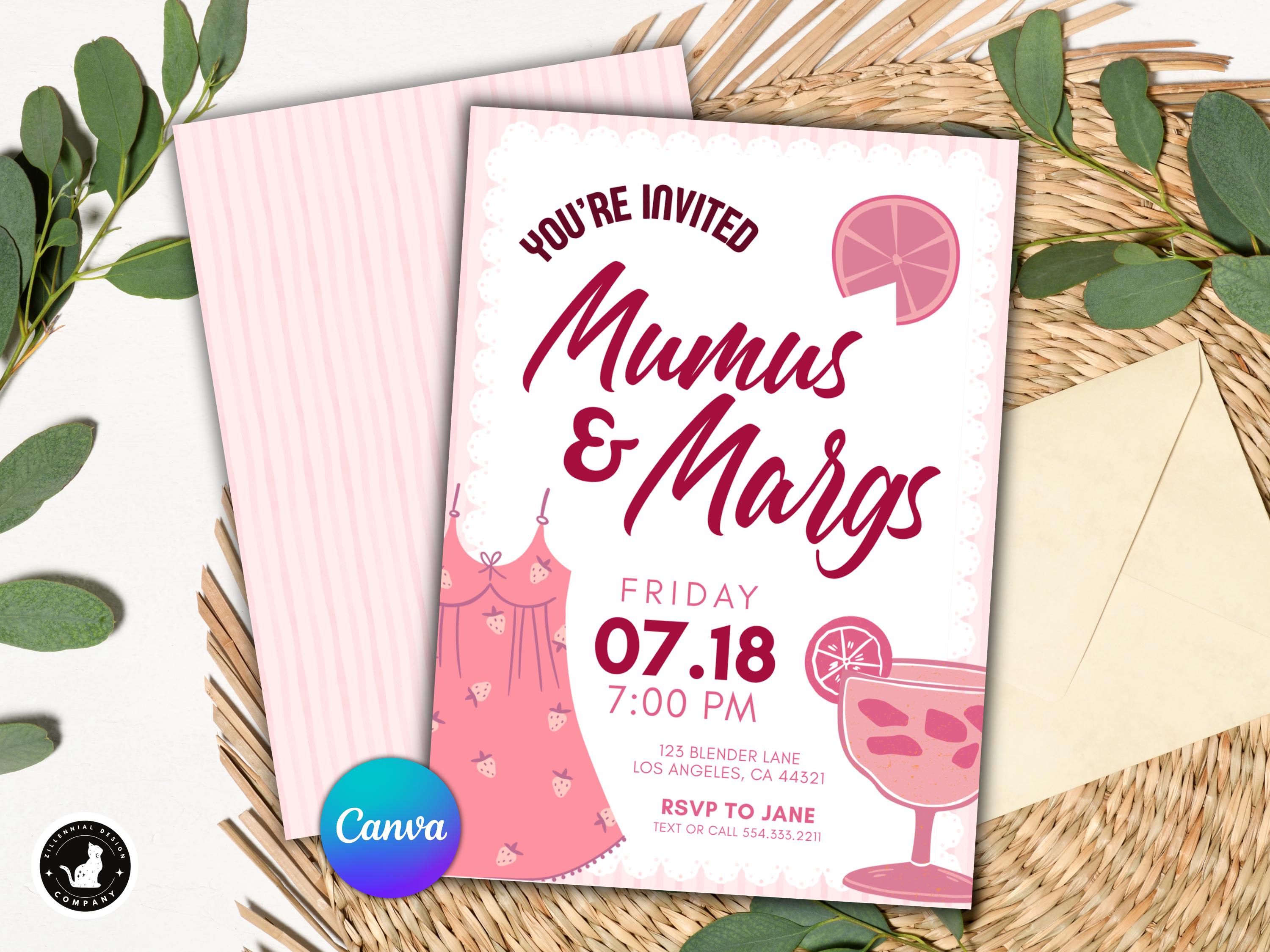 Mumu Margarita Party Einladung: Tropische Mädels Nacht Sleepover Canva Template (Digitaler Download)