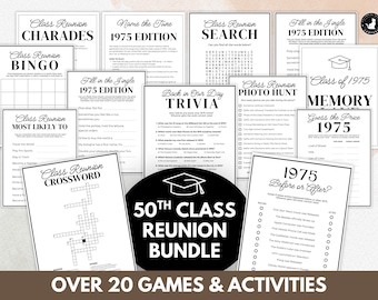 50th Class Reunion Games: 1975 Trivia, Bingo, Memory Wall, and More Printable Games for High School Reunion Class of (Printable PDF)