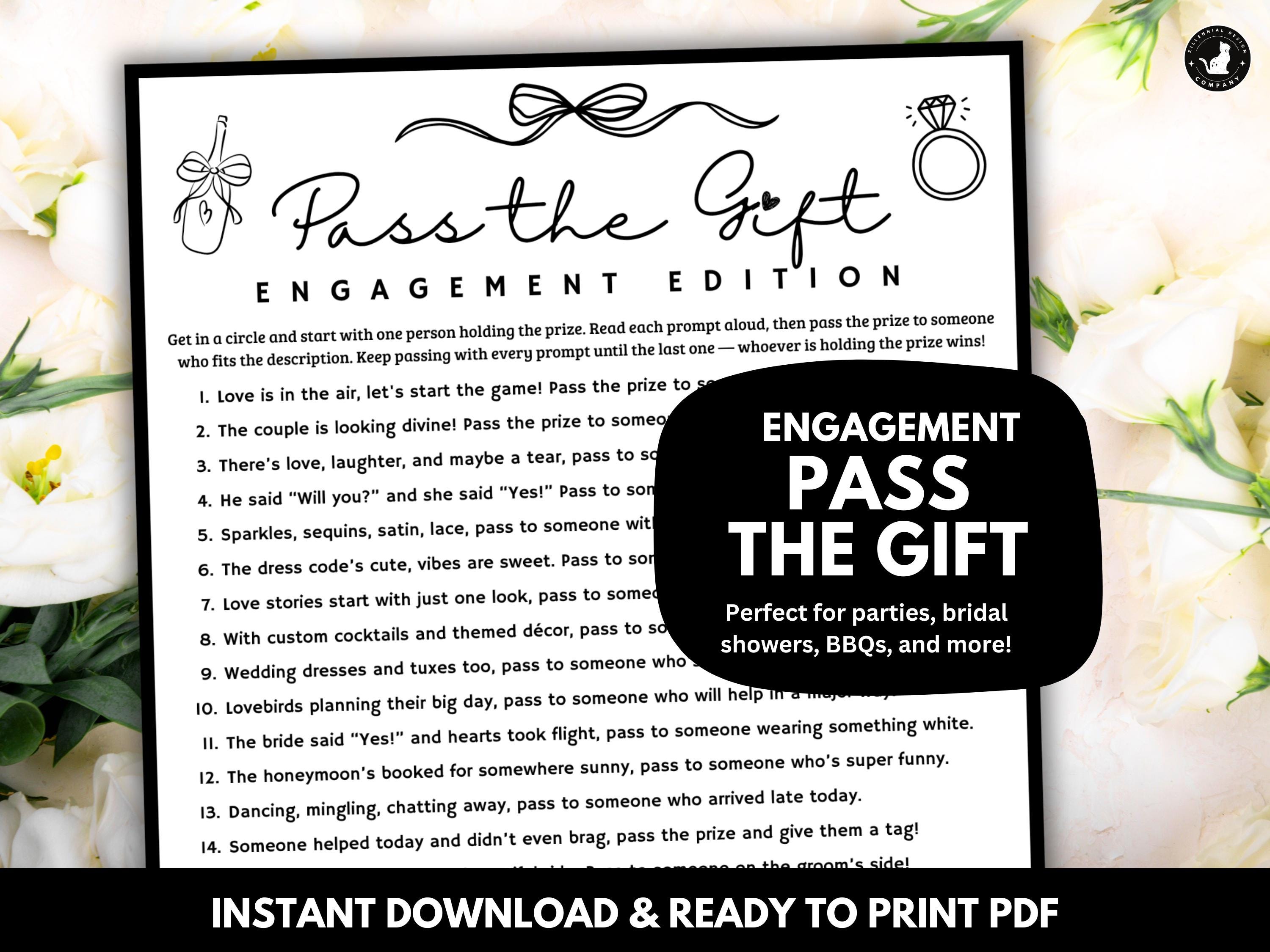 Engagement Party Game: Pass the Gift Printable (Digital Download)