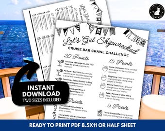 Afdrukbare cruisebar crawl speurtocht: drinkspel voor volwassenen voor cruise Bachelor Bachelorette Carnival Virgin Royal (directe download)
