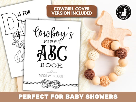 Western Baby Shower ABC Coloring Book: Cowboy/Cowgirl Alternative Guest Book Activity Adult Baby Shower Games Activities (Printable PDF)