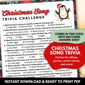 Christmas Song Trivia Game: Printable Holiday Music Quiz (PDF Download