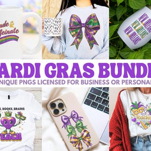 Mardi Gras PNG Bundle | Natychmiastowe pobieranie Sublimacja Luizjana Nowy Orlean Festiwal Kokietka Kokarda Kofeina Mardi Gras Koraliki Nauczyciel Dentysta