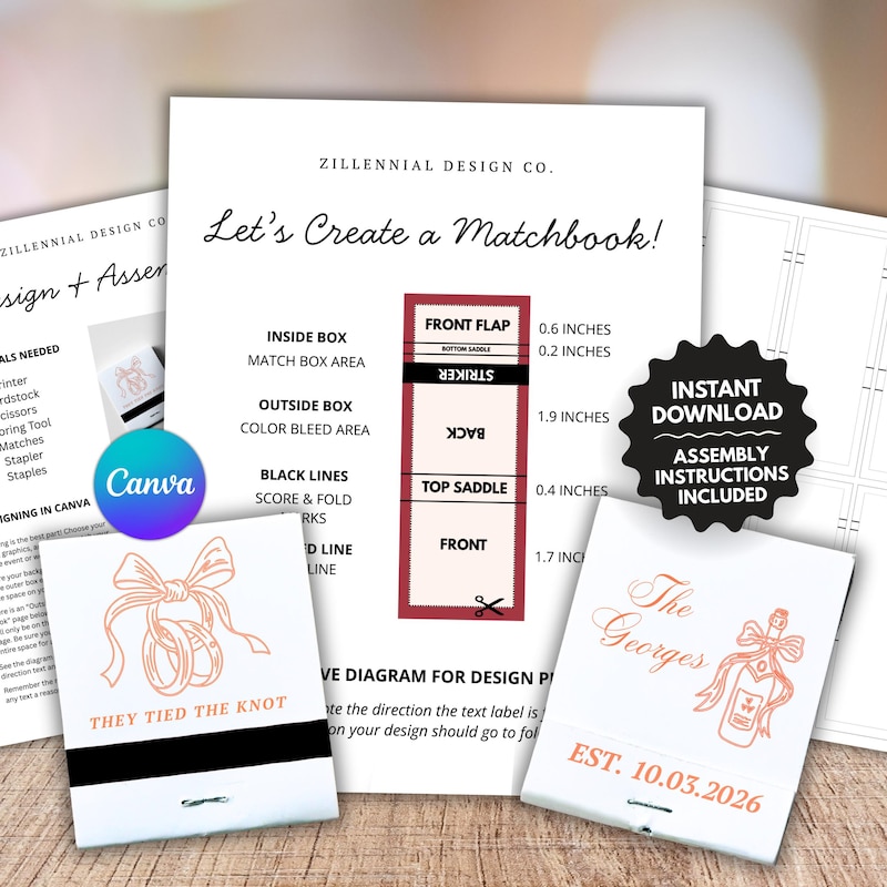 Matchbook Template.pdf Matchbook Template - Etsy
