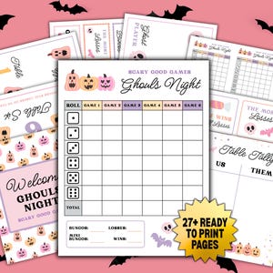Pastel Halloween Bunco Bundle: Printable Score Cards & Party Signs (PDF Download)