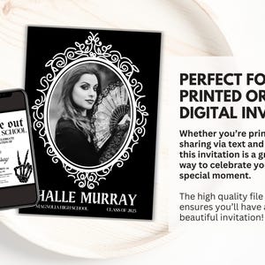 Goth Graduation Party Invitation: Skeleton Evite Canva Template - Etsy