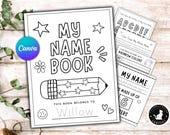 Personalized Name Tracing Workbook: Preschool Learning Activity Toddler Busy Book Custom My Name Worksheets (Canva Template PDF Download)