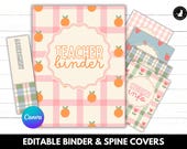 Cottagecore Teacher Binder Covers: Pastel Boho Classroom Decor Organization Coquette Strawberries Fruit Class Theme (Canva Template)