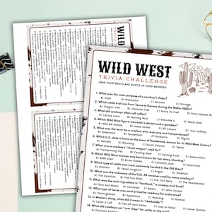 Question Cowboy Cowboy Western Trivia Game With Answers: Printable Quiz for Parties ...