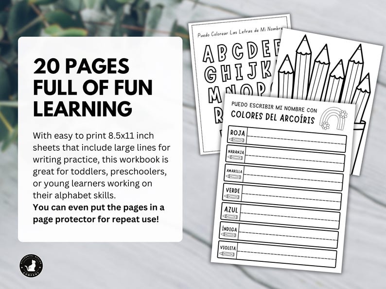 May include: A workbook with 20 pages for fun learning, featuring alphabet and writing practice sheets. The pages are 8.5x11 inches and include large lines for writing. The workbook is designed for toddlers and preschoolers.