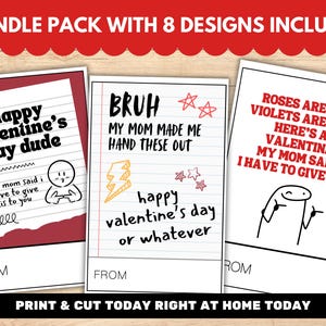 Meine Mutter hat mich dazu gebracht, diese Valentinstage für Kinder weiterzugeben | Sofortiger Download druckbare Valentinstag Kartenset Jungen zwischen Valentinstag Klasse lustige Karten