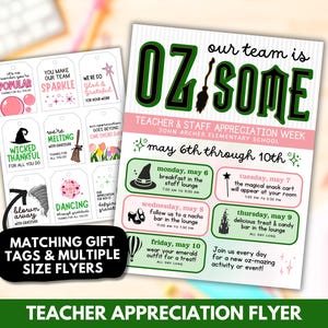 Wizard of Oz Teacher Appreciation Flyer & Gift Tags (Canva Template)