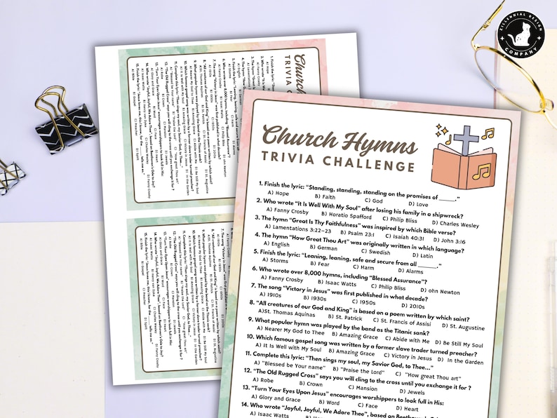 Bible Trivia Game With Answers: Christian Church Hymns Music Trivia ...
