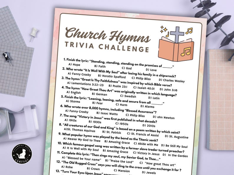 Bible Trivia Game With Answers: Christian Church Hymns Music Trivia ...