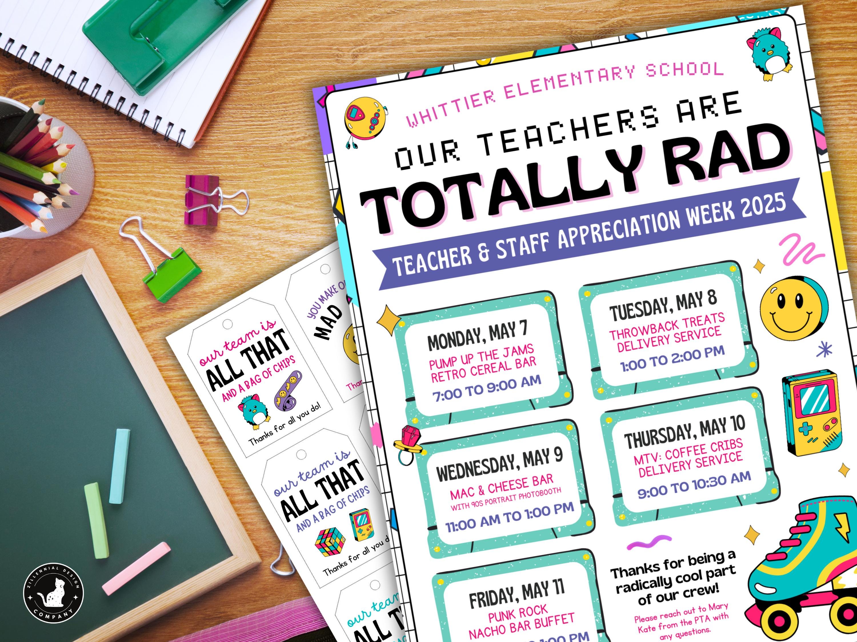 90s Theme Teacher Appreciation Week Bundle: Retro Throwback Totally Rad ...