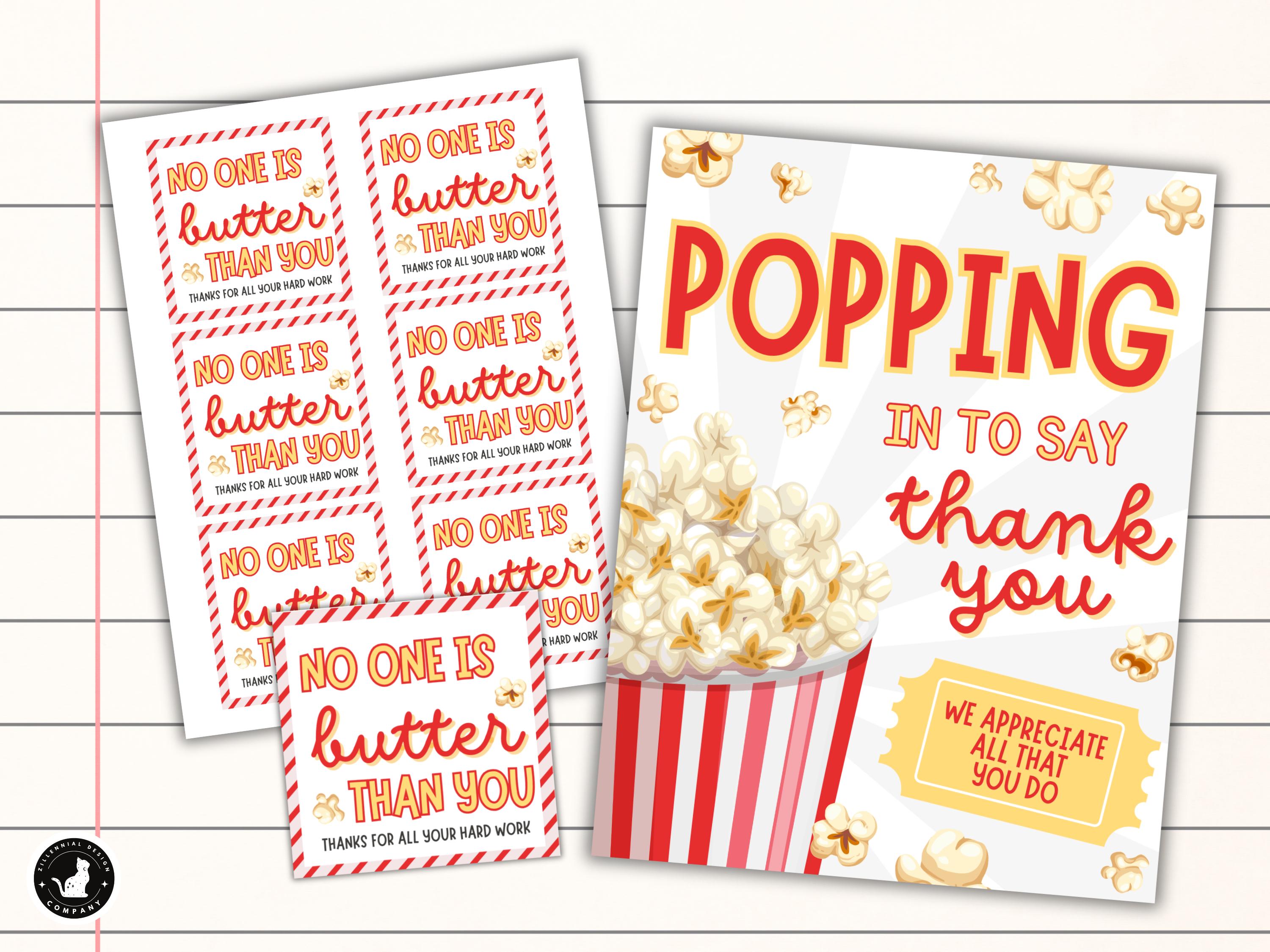 Teacher Appreciation Popcorn Bar Sign & Gift Tags Printable Staff Nurse ...