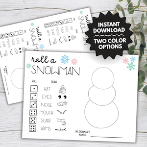 Roll a Snowman Dice Game: Printable Christmas Holiday Activity (PDF Download)