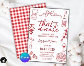 That's Amore Invitation for Engagement Party, Bridal Shower, Rehearsal Dinner, Birthday, Wedding Shower Italian Pizza Party the Night Before