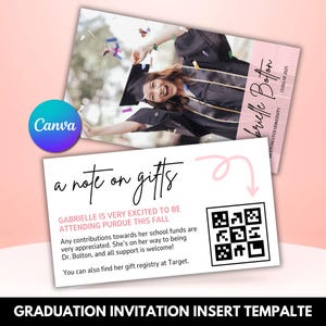 College Fund Card Venmo Graduation QR-code insteekkaart | Afdrukbare afstudeeruitnodigingsaankondiging bewerkbare canva-sjabloon voor 2025