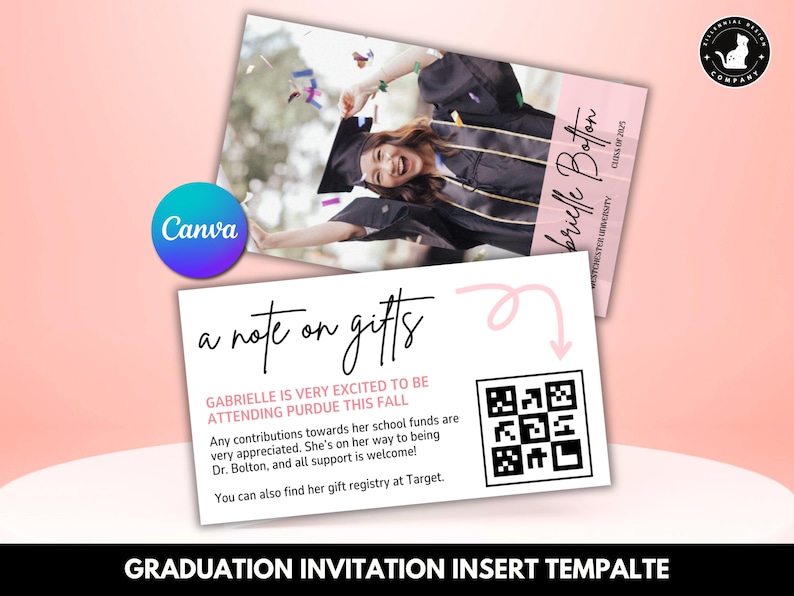 Graduation QR Code Insert Card: College Fund Venmo Code Graduation ...